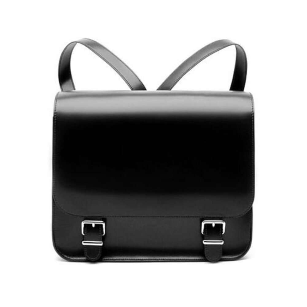 Jil Sander Navy AW/12 Black Leather Convertible Buckled-Flap Backpack
